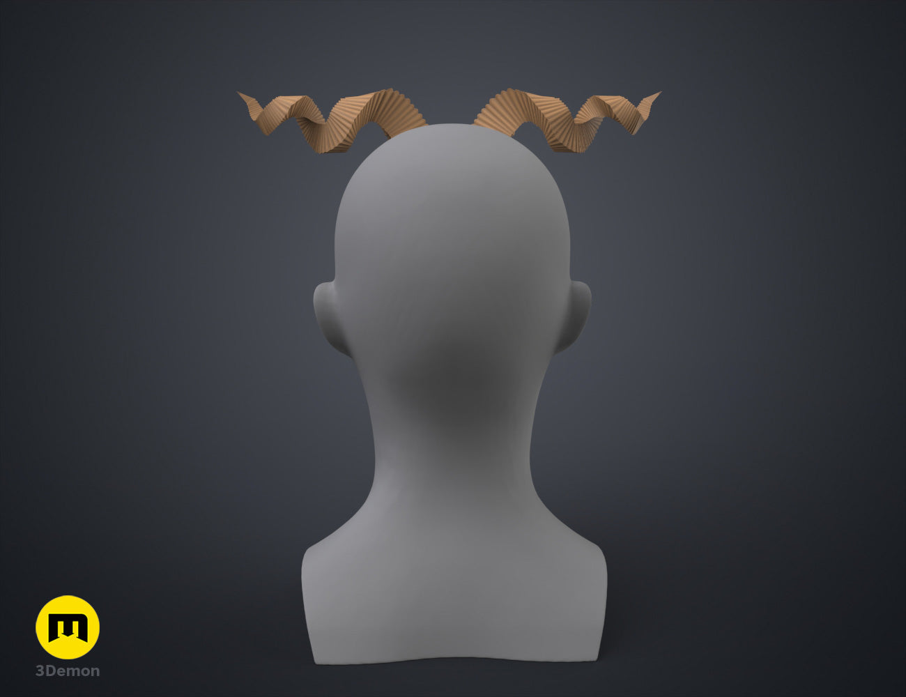 Printable 3D model of Fearne Calloway Horn - Critical Role, dual orange spiral horns STL.