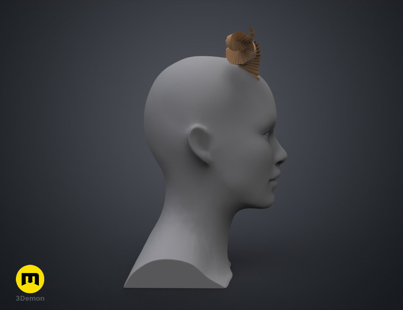 Printable 3D model of Fearne Calloway Horns - Critical Role, golden spiral horns, cosplay prop.