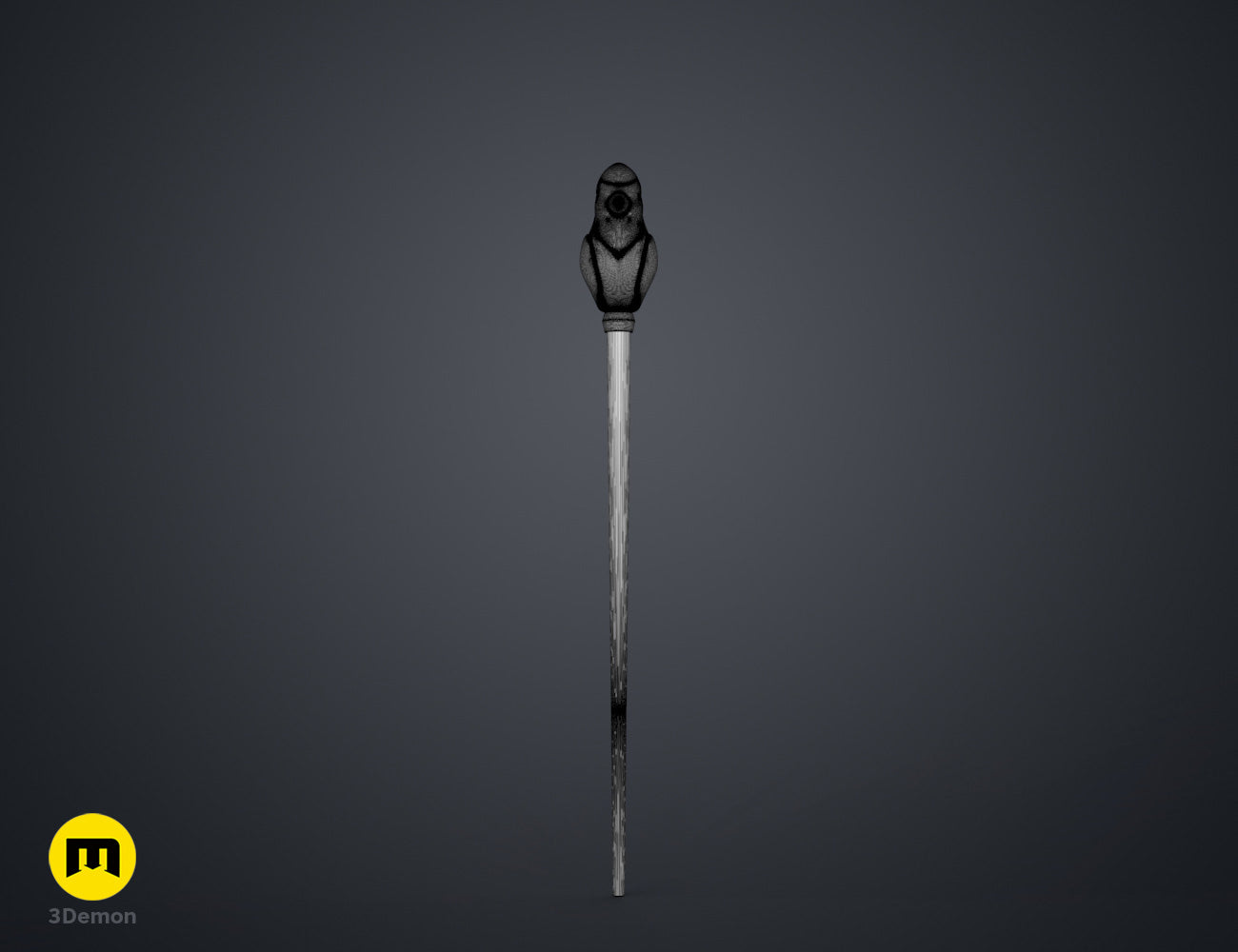 Printable 3D model of Hunter's Flapjack Palisman Staff - The Owl House, grey owl-headed staff.