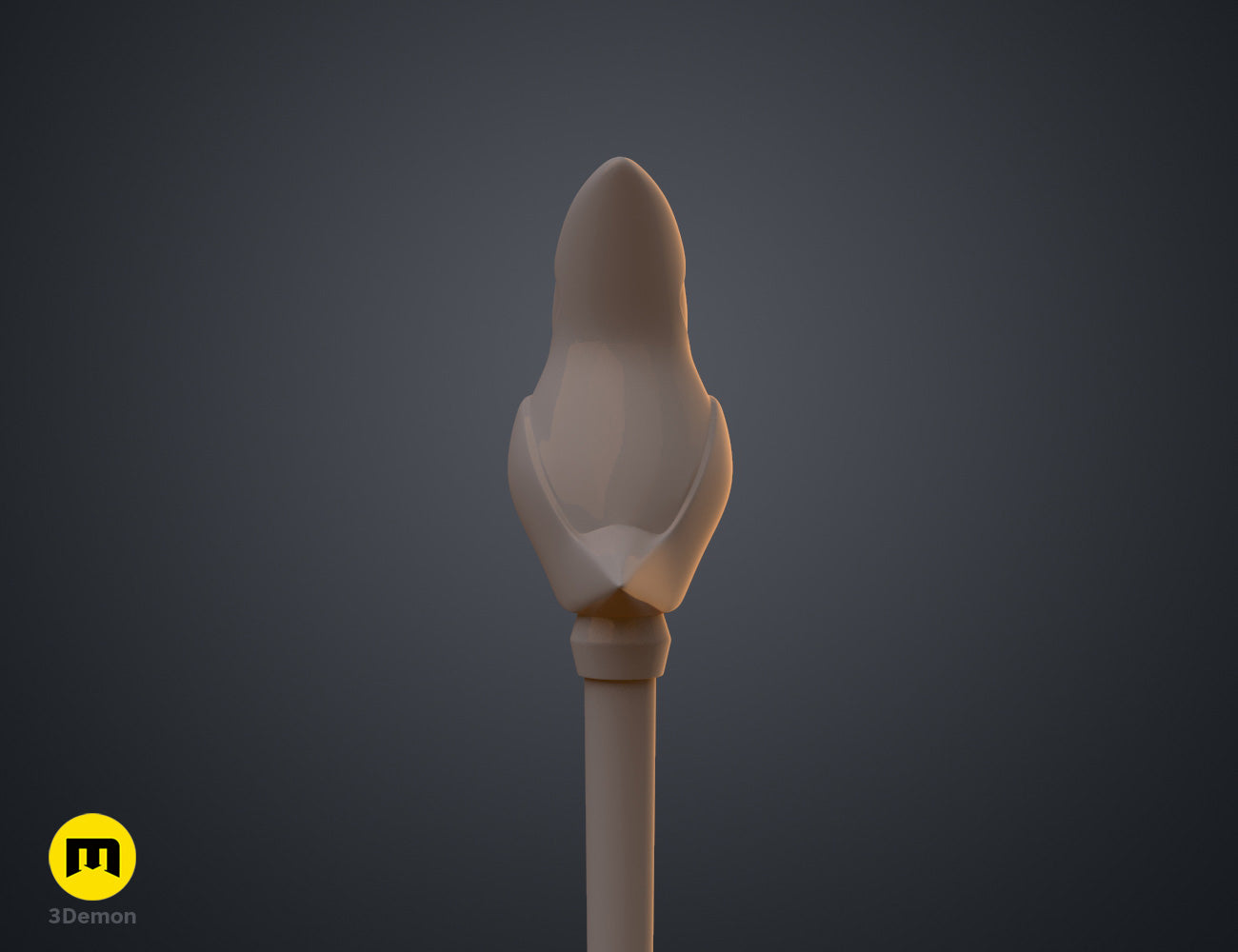 Printable 3D model of Hunter’s Flapjack Palisman Staff - The Owl House, beige staff with dual-pronged owl head.