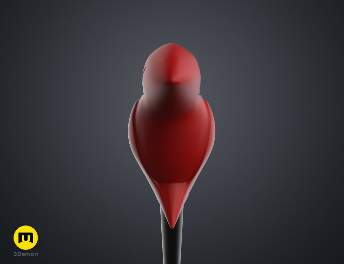 Digital 3D render of Hunter’s Flapjack Palisman Staff - The Owl House, red smooth staff with dual prongs, 3D print.