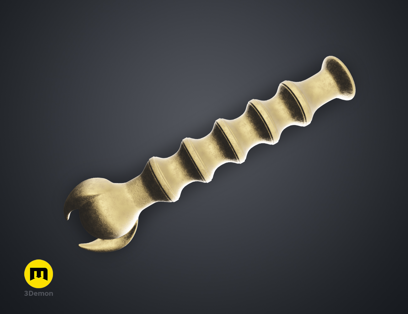 Printable 3D model of Hogwarts Legacy Wand Grips vol. 4, gold textured grip with segmented rings