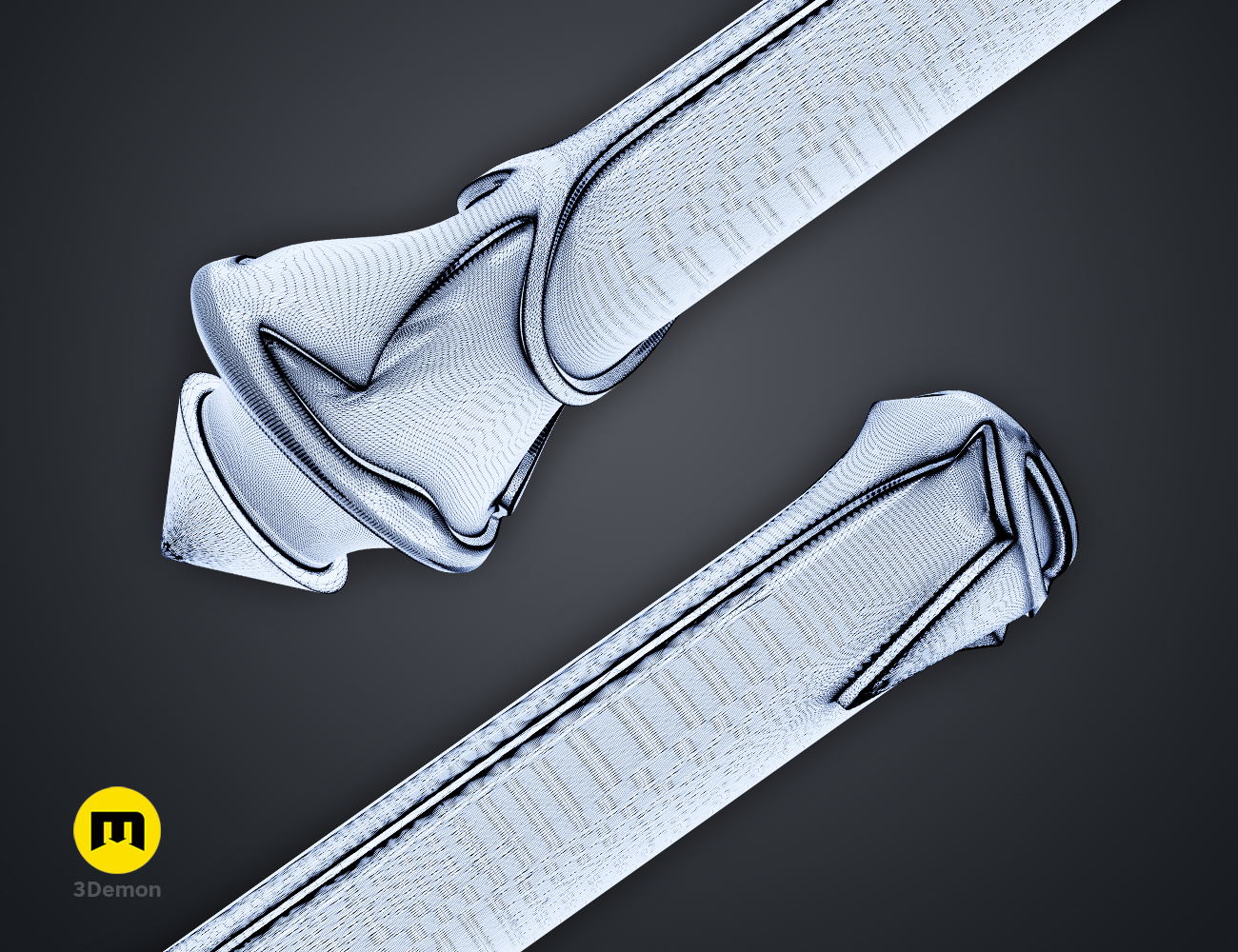 Textured 3D render of Hogwarts Legacy Wand Grips vol. 4, white woven wand wraps with dual prongs.