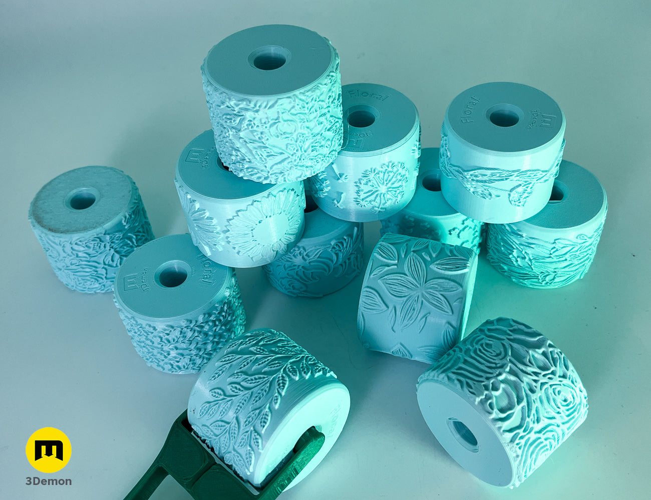 Photo of 3D printed Texture Rollers — Floral Patterns, close-up detail showing prop details