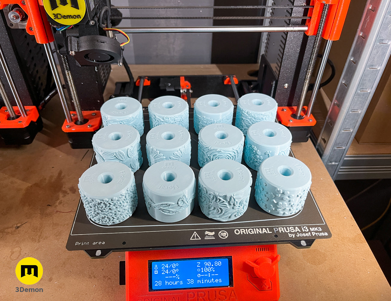 Photo of 3D printed Texture Rollers — Floral Patterns, rear view showing prop details