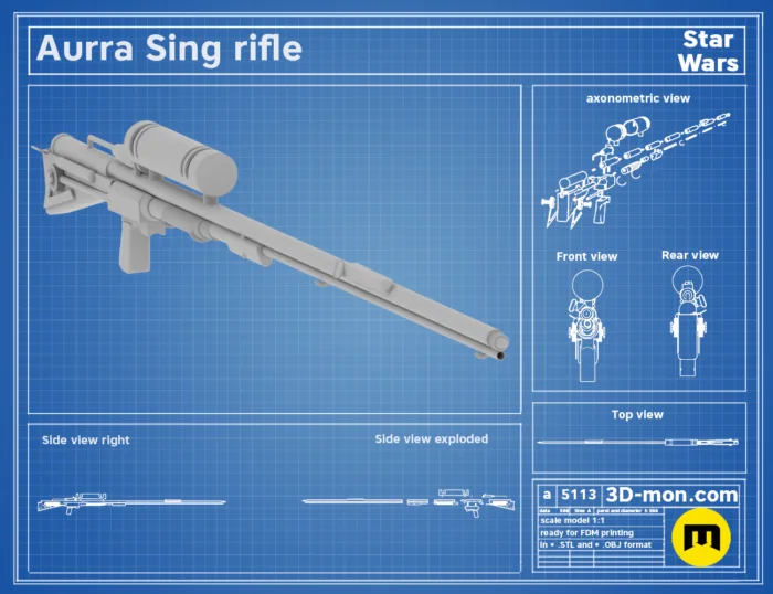 Adventurer slugthrower rifle (Aurra Sing) — 3D printable STL model