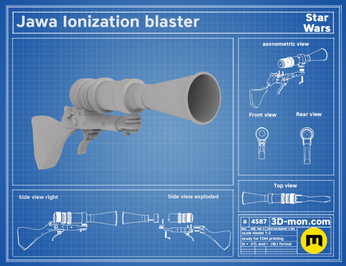 Jawa Ionization blaster — 3D printable STL model