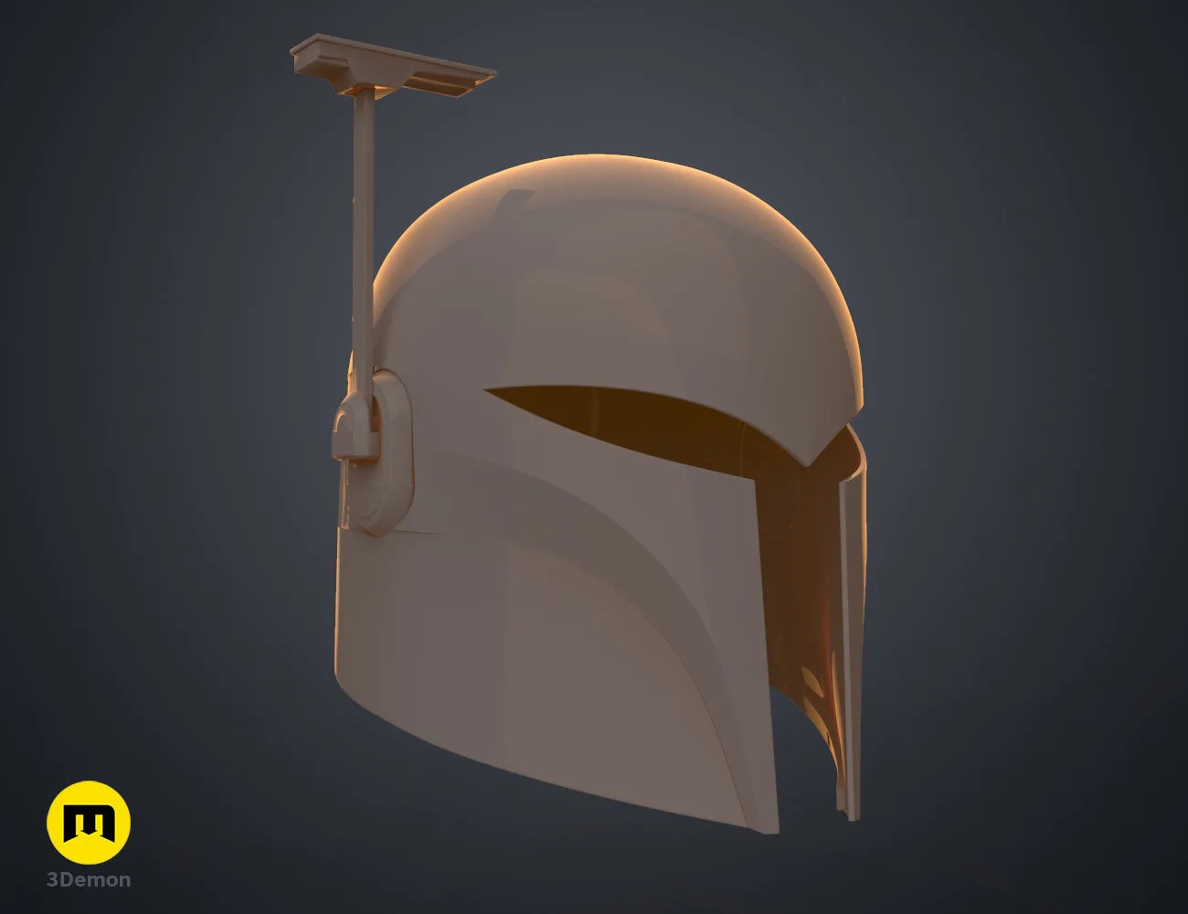 Digital 3D render of Sabine Wren’s Helmet STL, Ahsoka’s smooth brown cosplay helmet with visor.