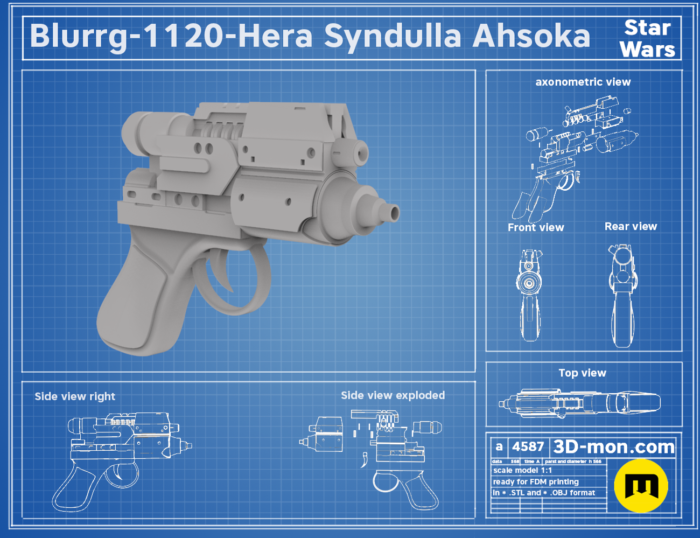Hera Syndulla blaster - Ahsoka version — 3D printable STL model