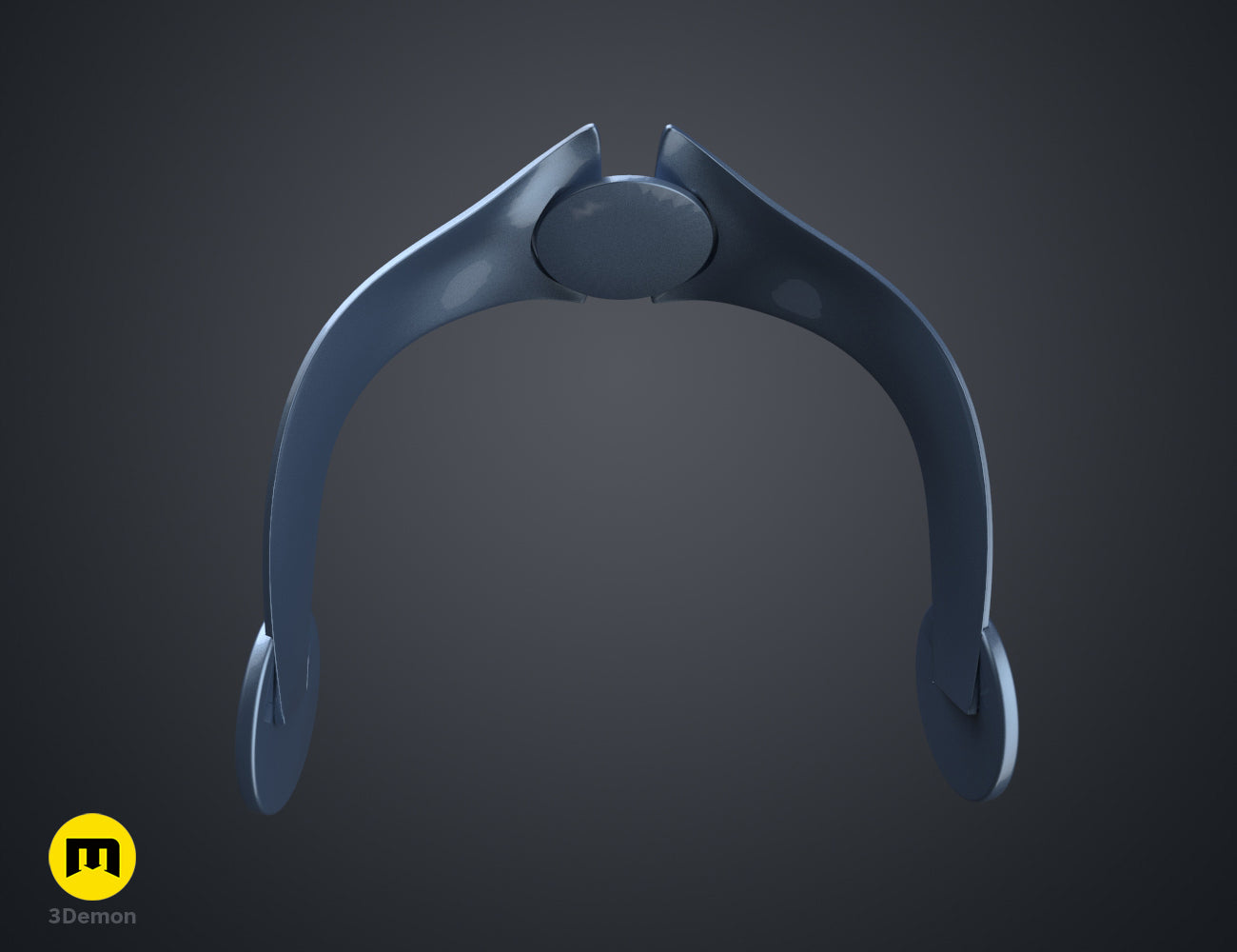 Digital 3D render of Ahsoka Tano white robe tiara, sleek grey headpiece with dual ear prongs, 3D print.