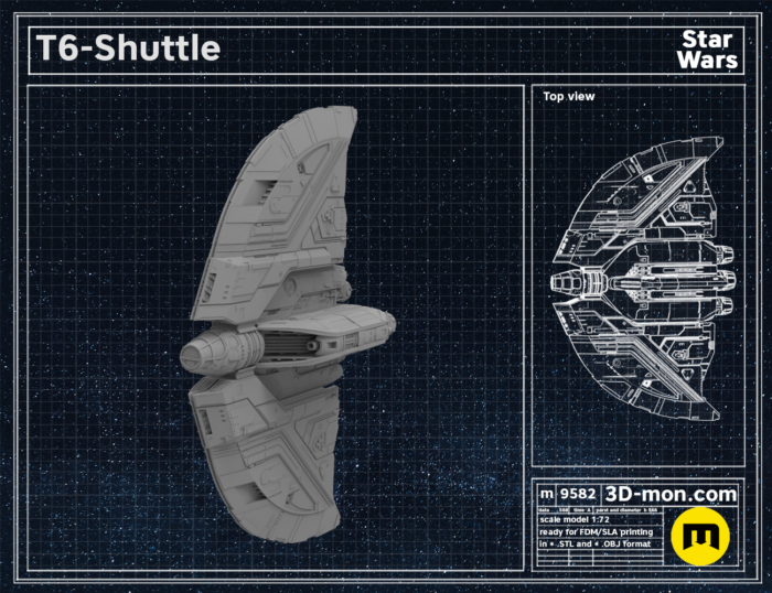 T-6 Jedi Shuttle - Ahsoka's ship — 3D printable STL model