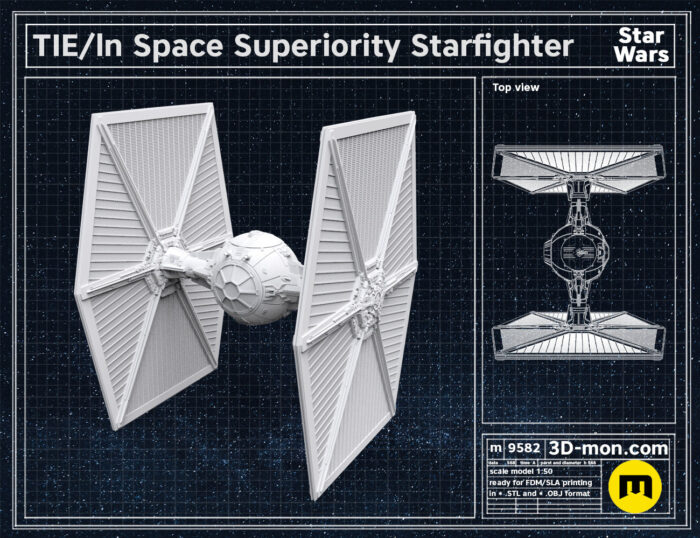 TIE/ln Space Superiority Starfighter — 3D printable STL model