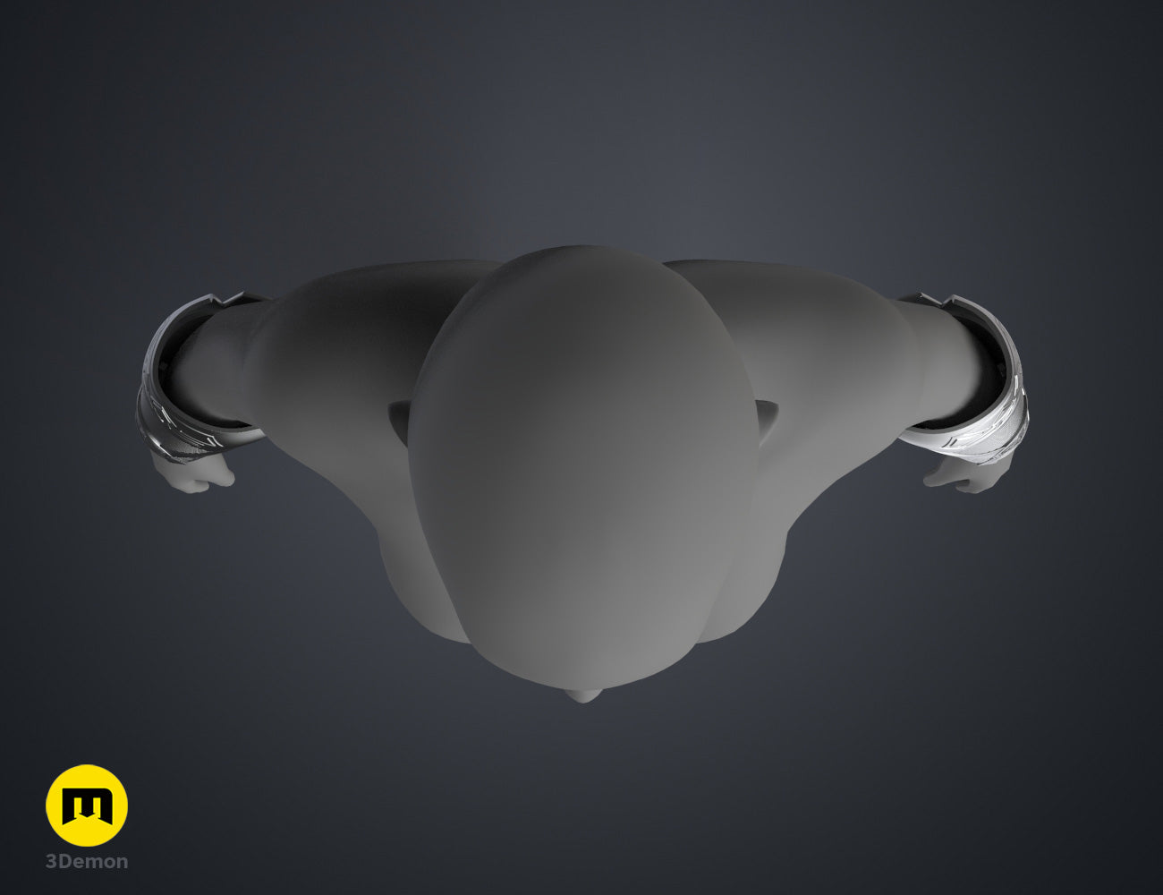 Digital 3D render of Dora Milaje General Bracers - Wakanda Forever, dual curved metallic 3D print.