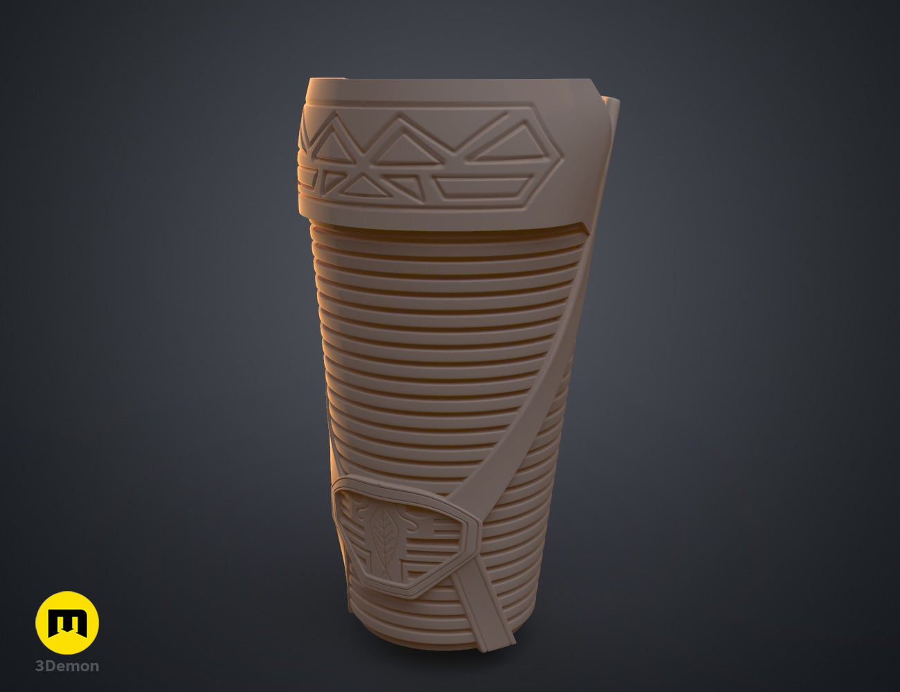 Printable 3D model of Dora Milaje General Bracers - Wakanda Forever, textured brown arm guards with geometric patterns.
