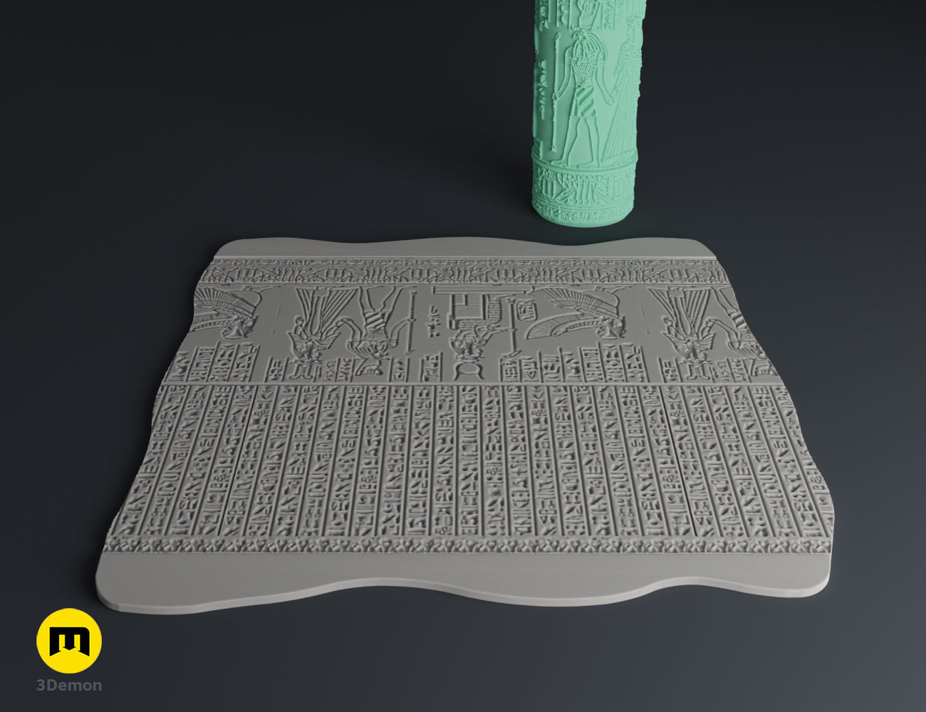 Printable 3D model of DnD terrain rollers - Symbols, grey engraved rectangular plates with hieroglyphs.