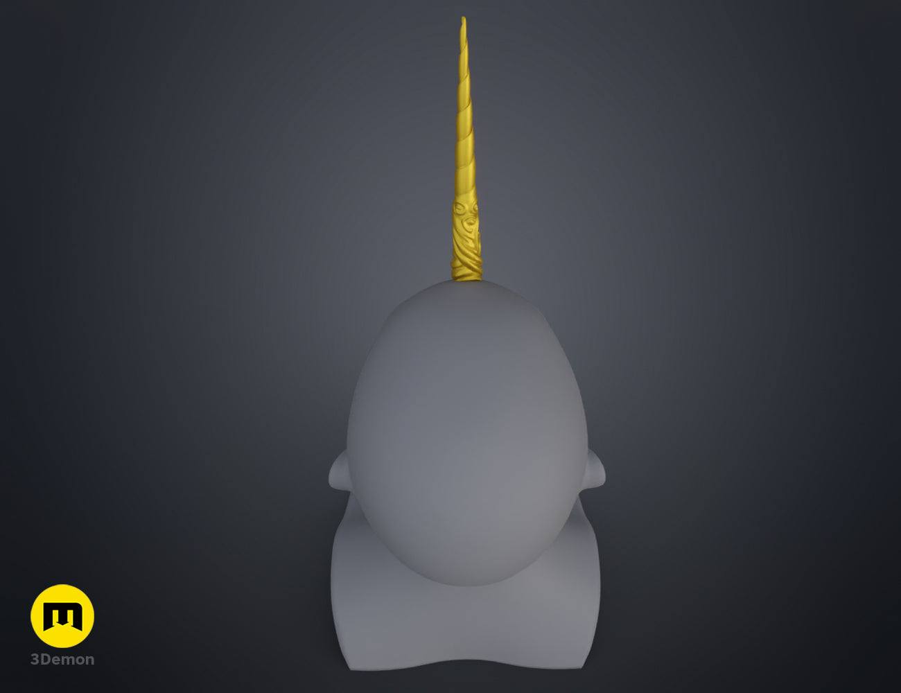 Printable 3D model of Decorated Unicorn Horn, gold twisted single-blade STL.