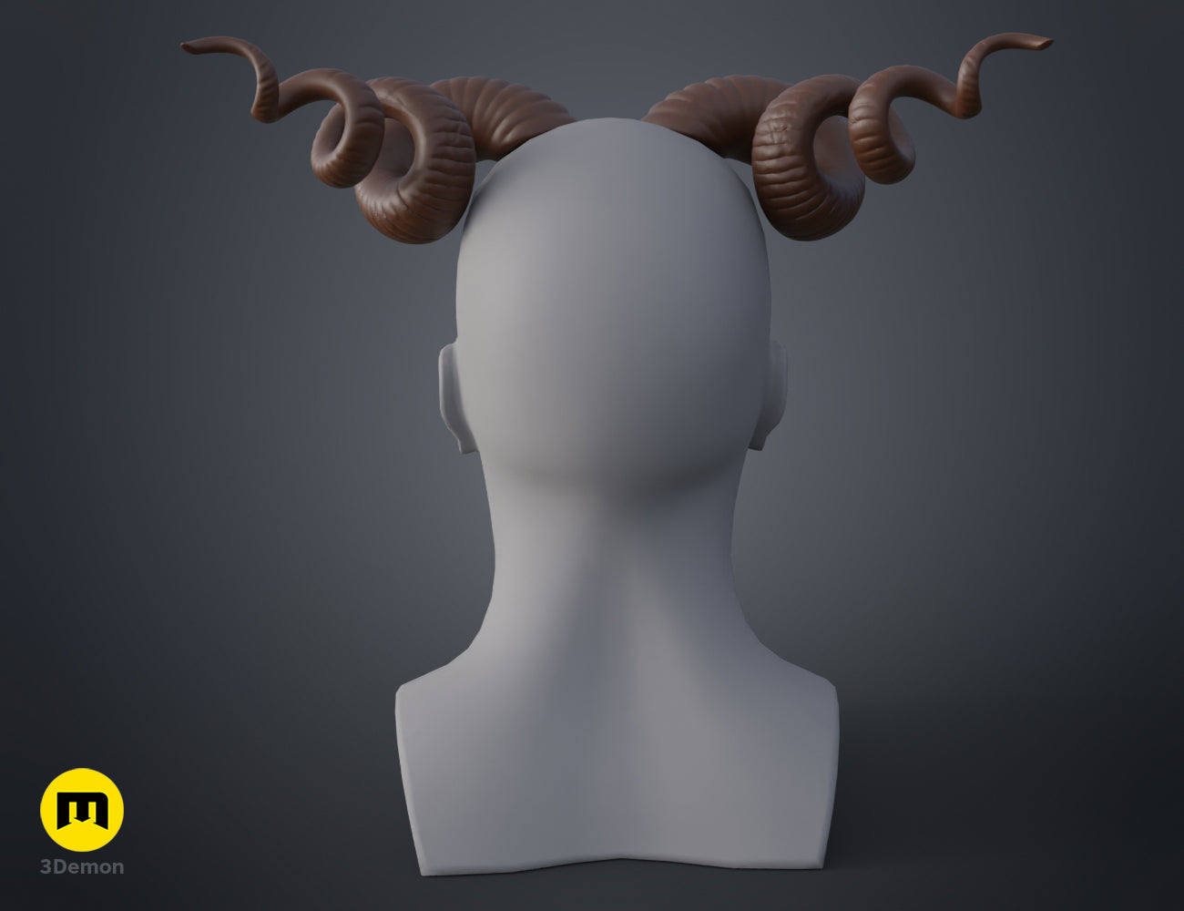 Printable 3D model of Helical horns, two twisted brown spiral horns for cosplay prop STL