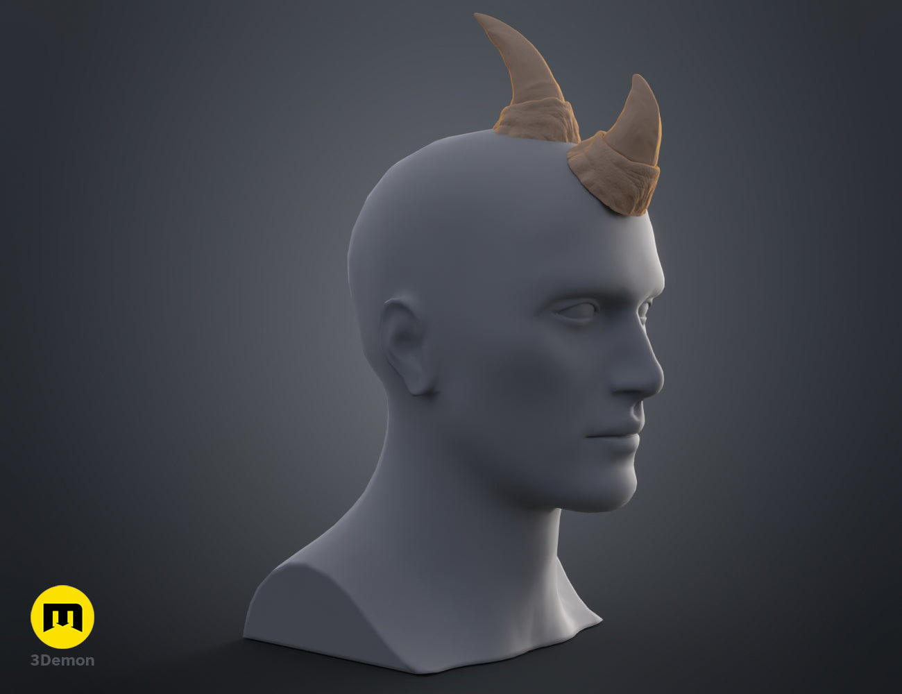 Printable 3D model of Rhino horns, dual curved brown horns for cosplay or STL print.