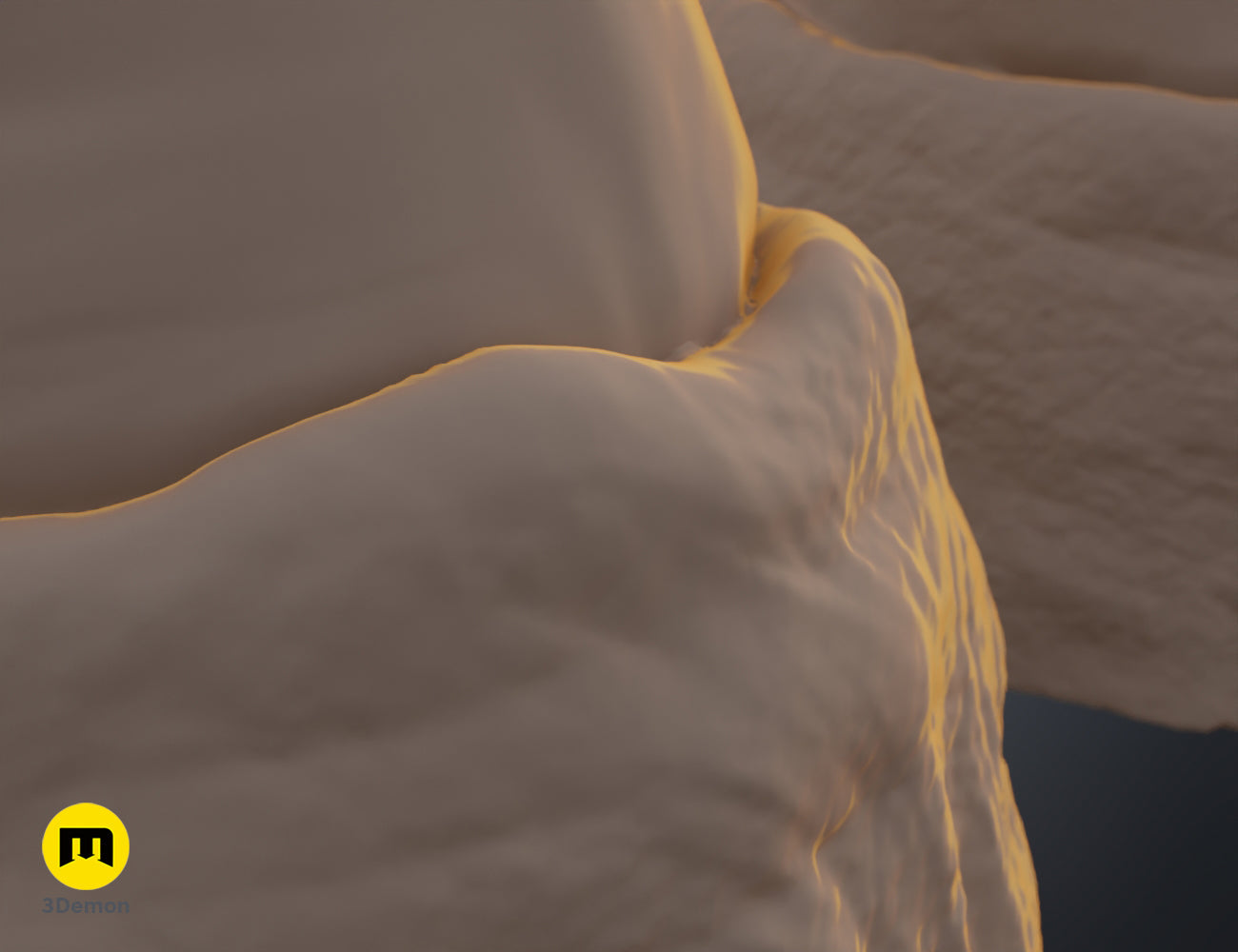 Textured 3D render of Rhino horns STL, dual curved beige horns, 3D print-ready.