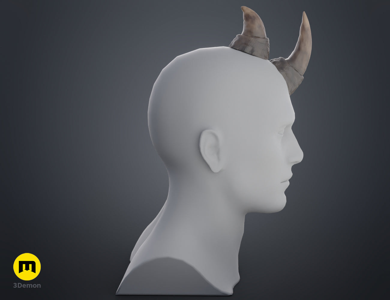 Printable 3D model of Rhino horns, dual curved grey horns for cosplay or 3D print.