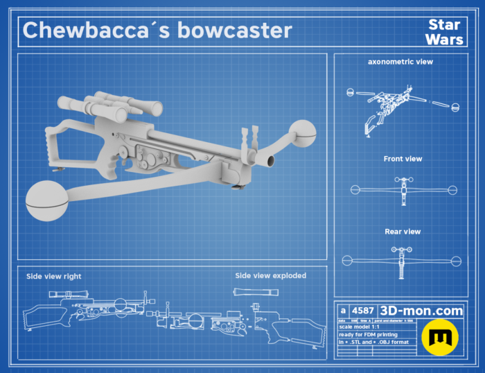 Chewbacca's bowcaster — 3D printable STL model
