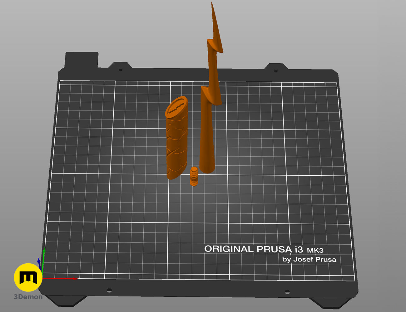 Slicer software view of the Flash magic wand STL parts arranged for 3D printing on a virtual print bed.
