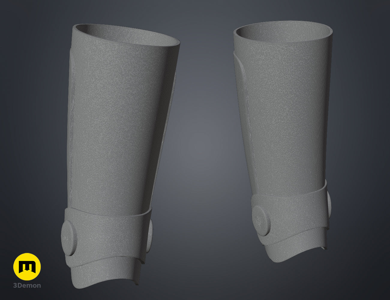 3D model render of Ketsu Onyo Armor, grey segmented forearm guards with jointed knuckles.