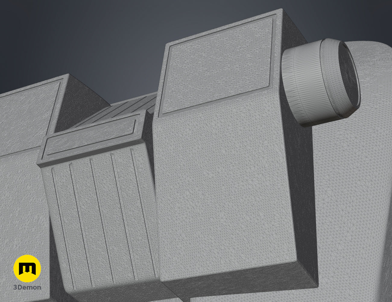 3D model render of Ketsu Onyo Armor STL, segmented grey metallic cosplay plates with cylindrical joint.