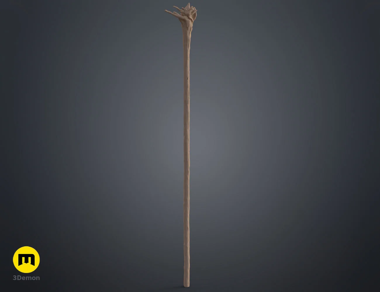 Perspective clay render of the wizard staff head, showing 3D model details for printing.