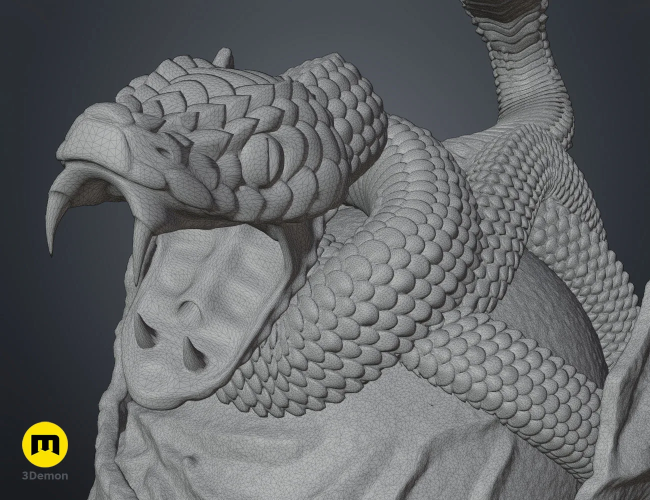 Detailed wireframe view of the Messmer helmet 3D model, highlighting the high-poly mesh for 3D printing.
