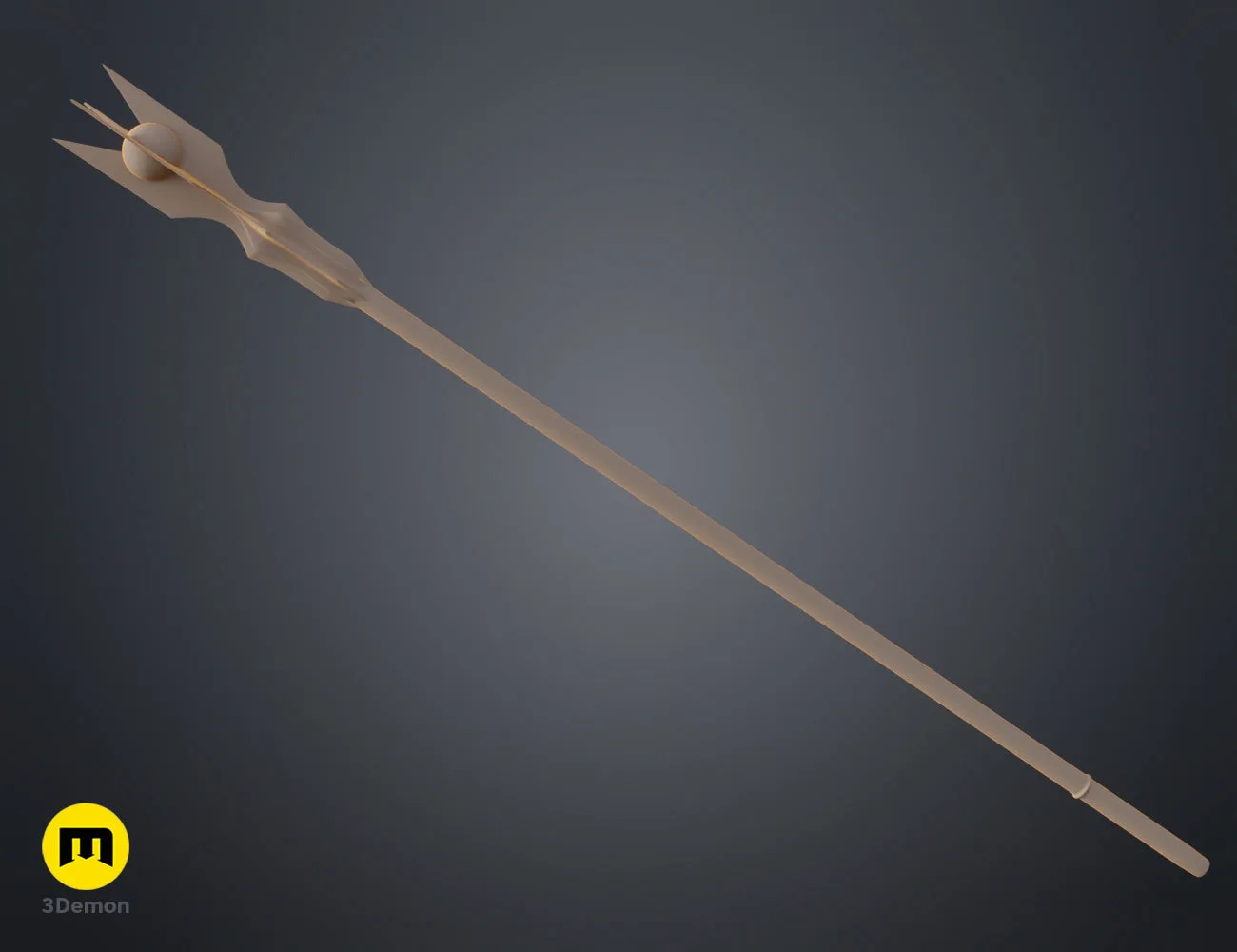 Top-down clay render of the wizard staff head showing the symmetrical four-prong design, STL model.