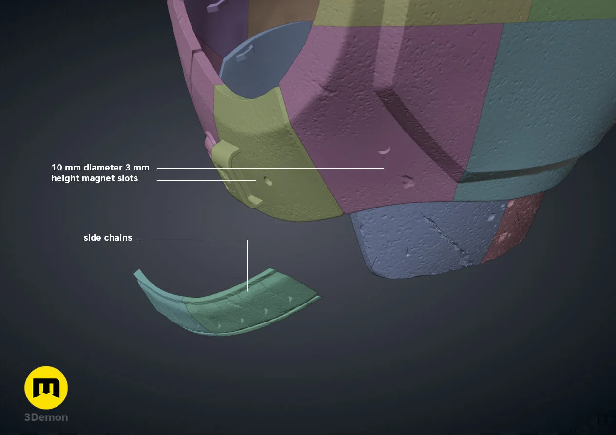 3D slicer software view of orange 3D printable parts of the chest armor on a Prusa i3 MK3 bed.