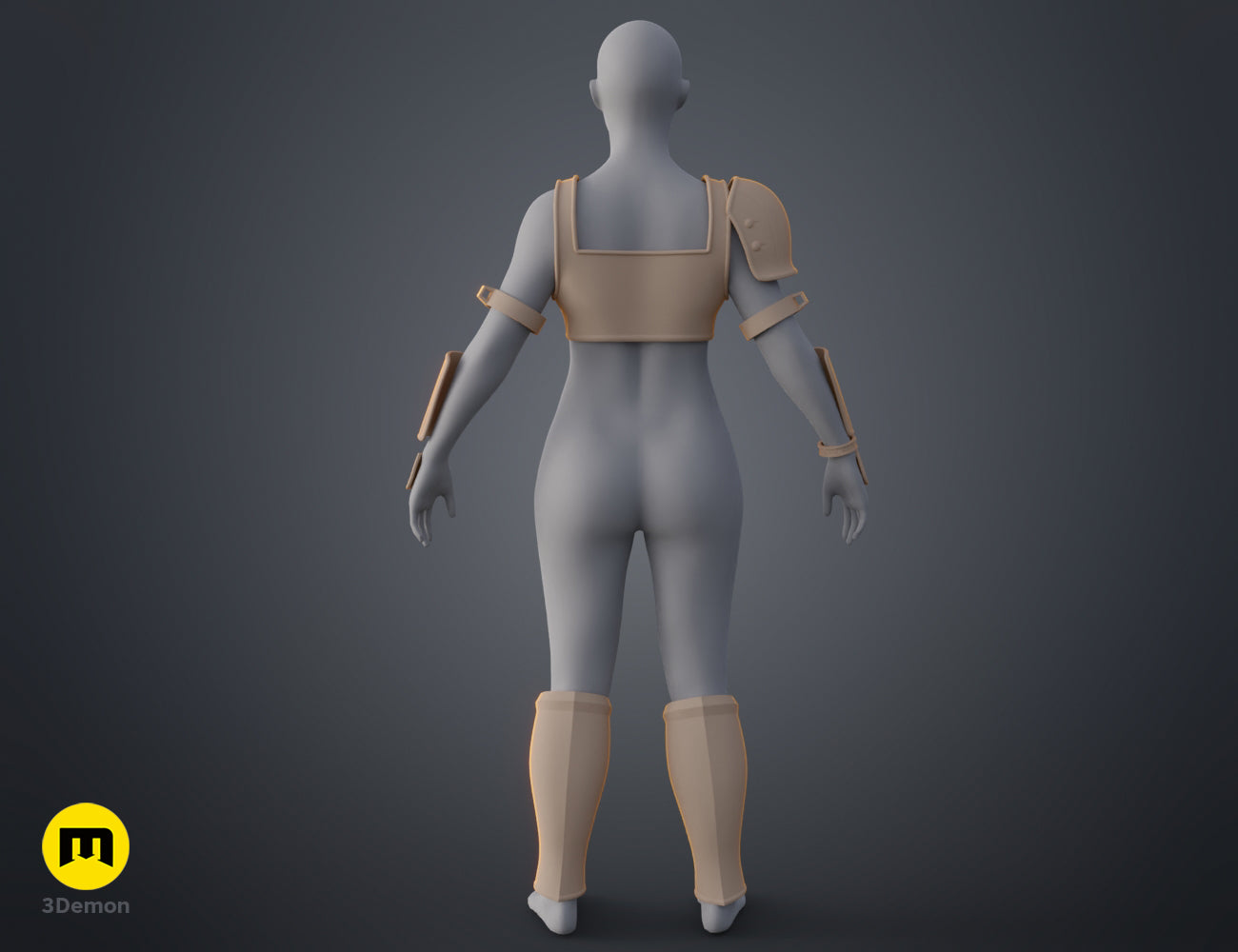 3D render of Raphtalia armor - The Rising of the Shield Hero STL, top view