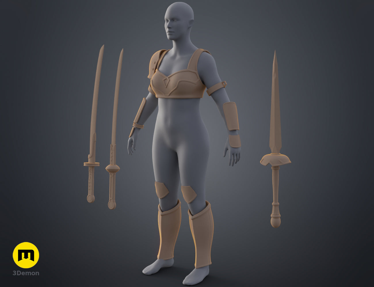 3D render of Raphtalia Cosplay Bundle - The Rising of the Shield Hero STL, detail view