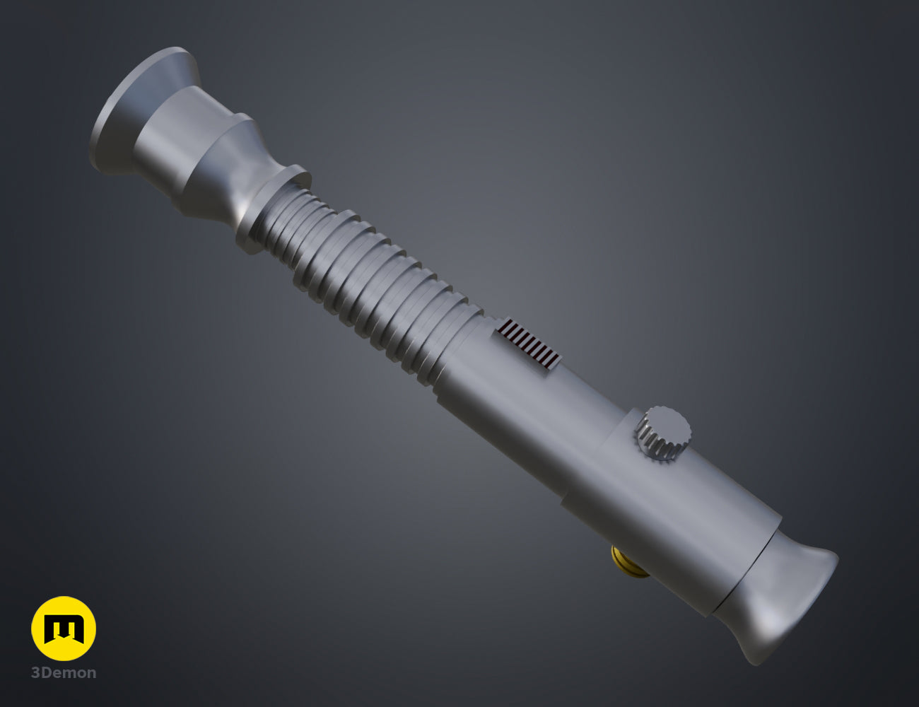 3D render of the Aayla Secura lightsaber hilt in a solid tan color, showcasing surface texture.