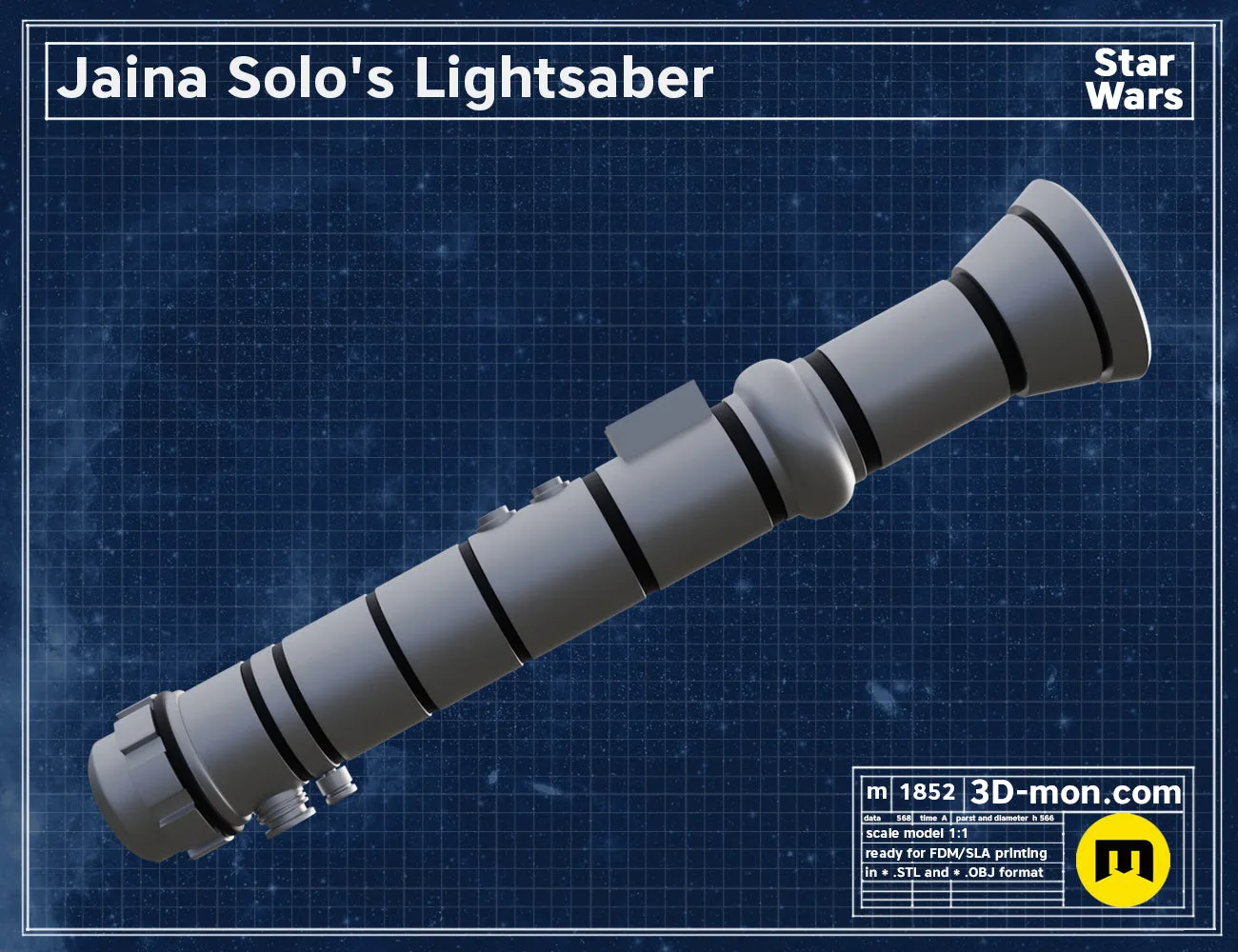 Jaina Solo's lightsaber STL | 3D Printable Prop Weapon | 3Demon