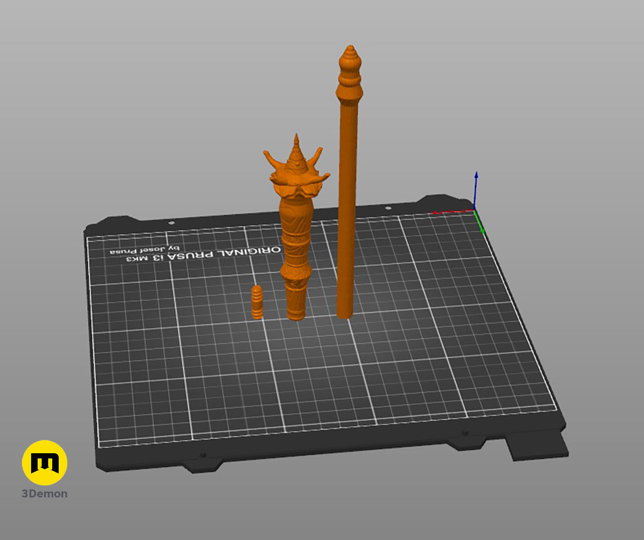 3D slicer software preview showing wand parts arranged on a 3D printer build plate for printing.
