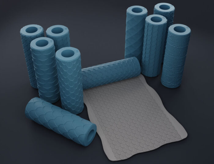 Texture Rollers - Dragon and Fish Scales — 3D printable STL model