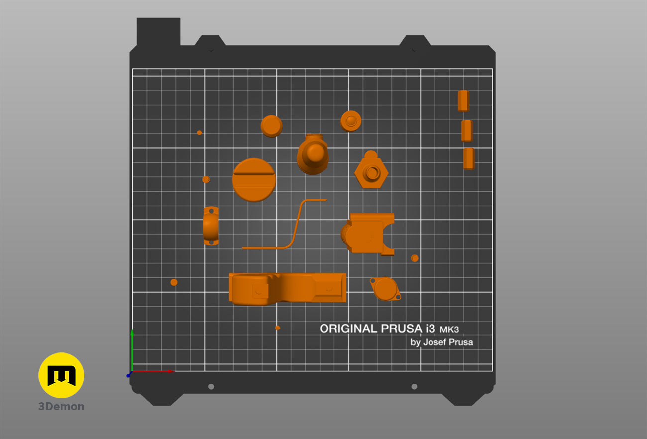 Top-down 3D slicer preview of EC-17 Holdout Scout Blaster parts arranged for printing.