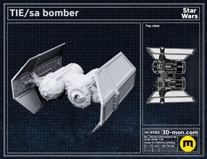 TIE/sa bomber — 3D printable STL model