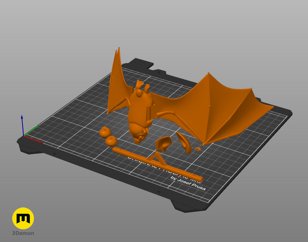 3D model rendering of the flapping bat mobile parts in slicer software – Halloween Bat Flying Mobile 3D print | 3Demon