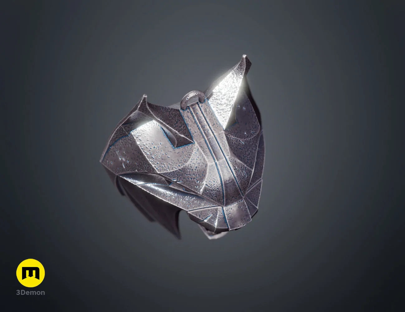 Top-down render of the metallic Lynx medallion prop showing head shape – Witcher 4 Lynx Pendant 3D print | 3Demon