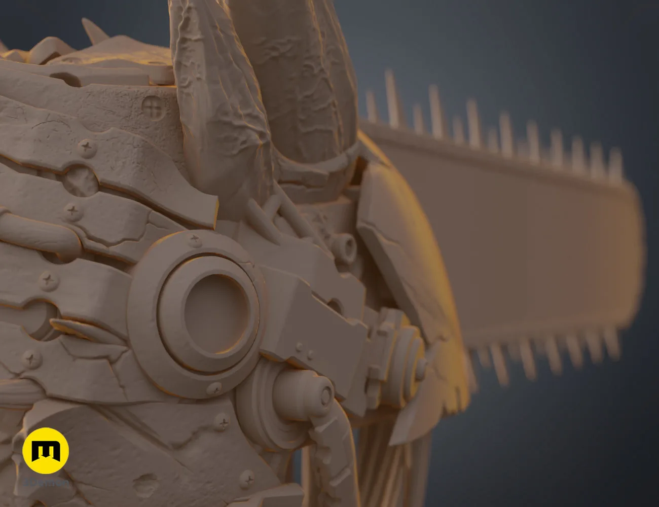 High-angle 3D render of the Chainsaw Man True Devil Form helmet – Chainsaw Man True Devil Form Helmet 3D print | 3Demon