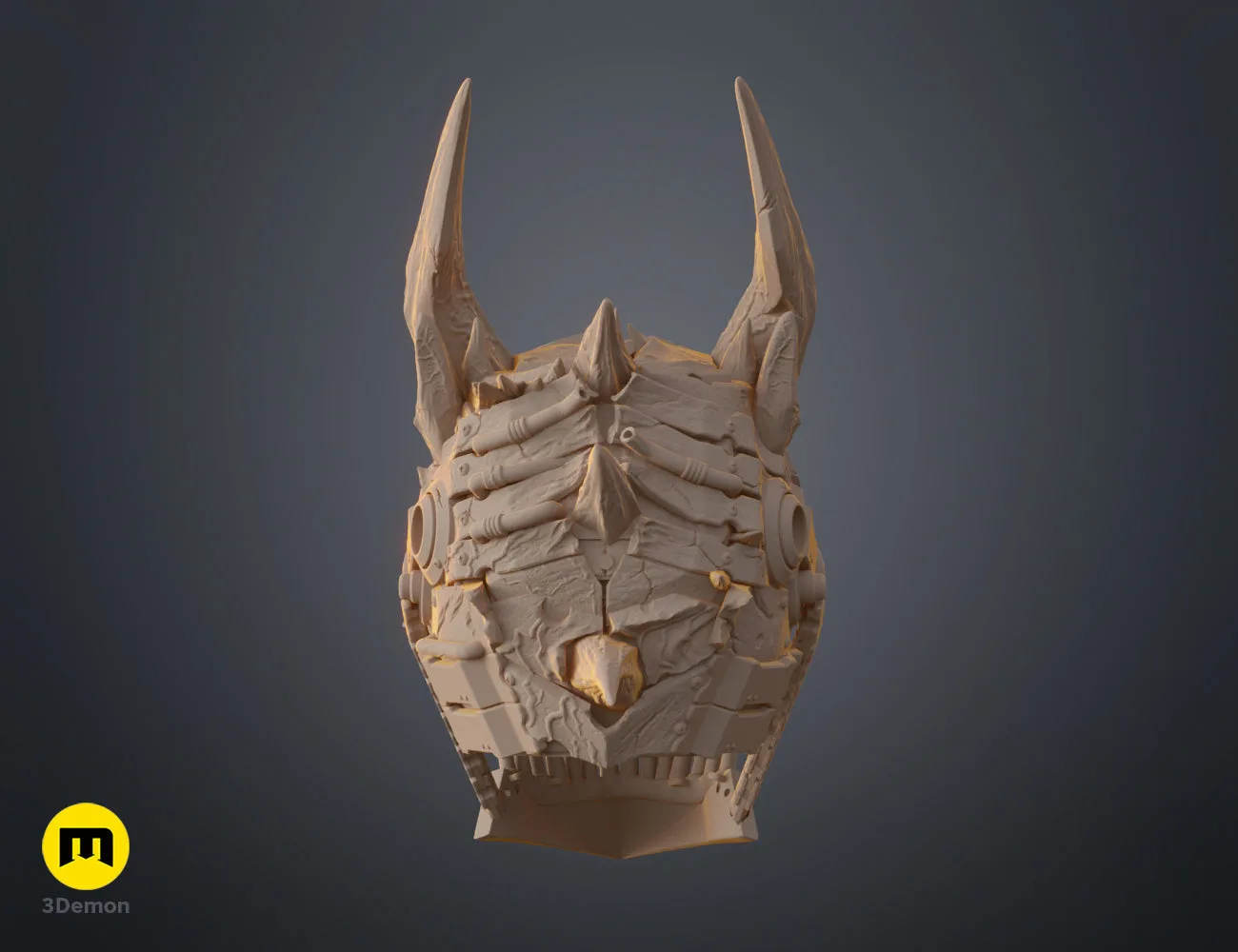 Low angle perspective 3D render of the True Devil Form helmet – Chainsaw Man True Devil Form Helmet 3D print | 3Demon