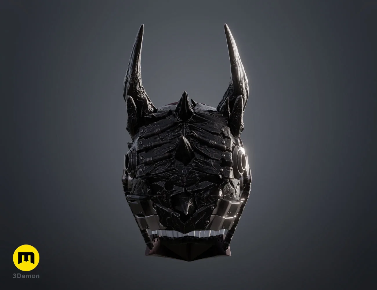 Angled perspective 3D render of the Chainsaw Man True Devil Form helmet – Chainsaw Man True Devil Form Helmet 3D print | 3Demon