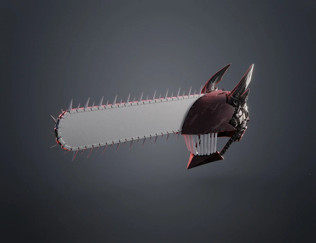 Side view 3D render of the Chainsaw Man True Devil Form helmet – Chainsaw Man True Devil Form Helmet 3D print | 3Demon