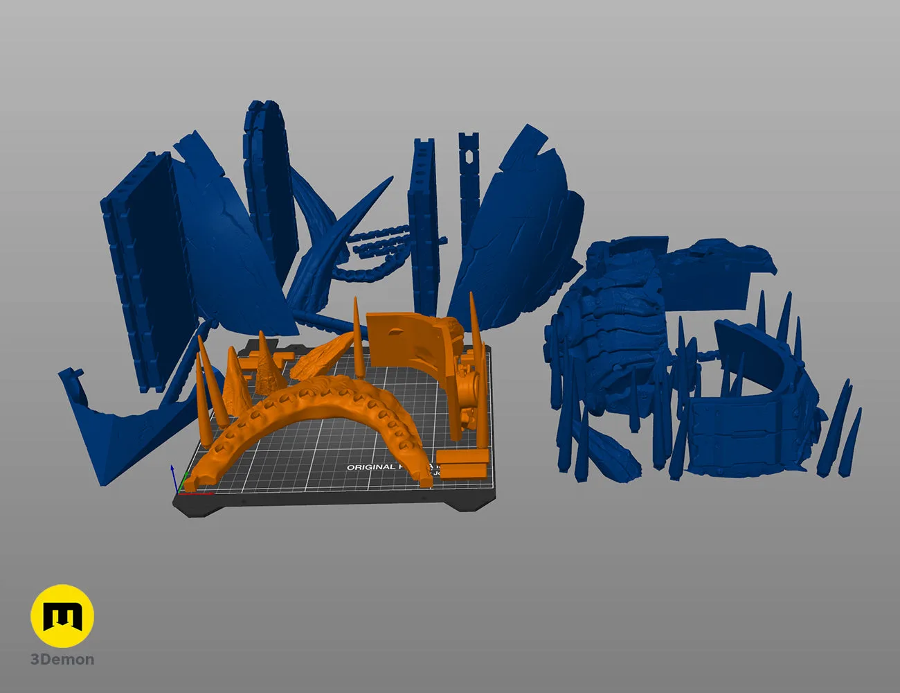 3D model of the helmet in slicer software showing support structures – Chainsaw Man True Devil Form Helmet 3D print | 3Demon
