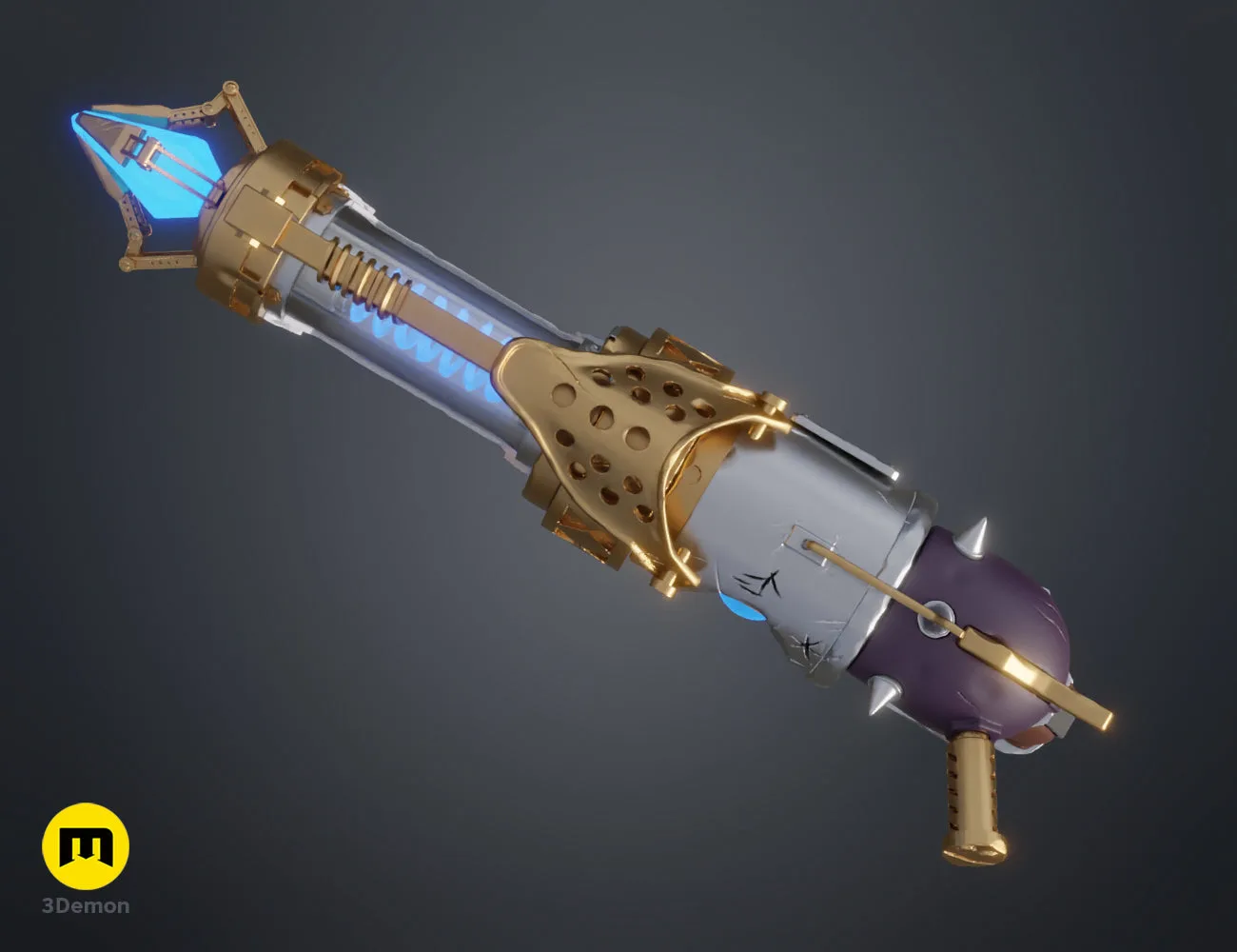 3D render of the Jinx Arcane blaster in an alternative purple color scheme – Jinx Arcane S2 Pistol 3D print | 3Demon