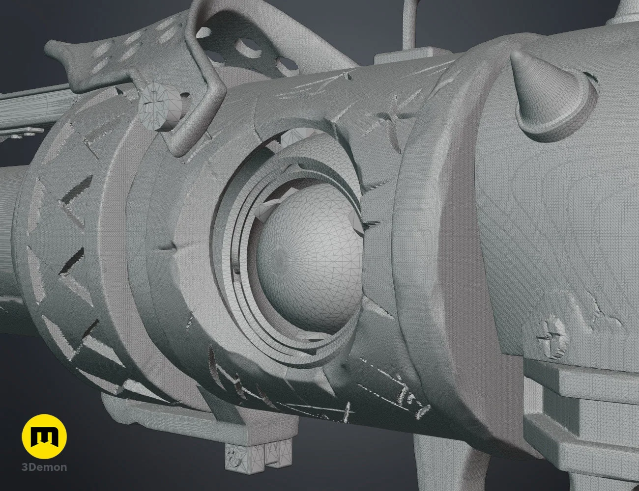 3D model wireframe mesh of the Jinx Arcane season 2 blaster replica – Jinx Arcane S2 Pistol 3D print | 3Demon