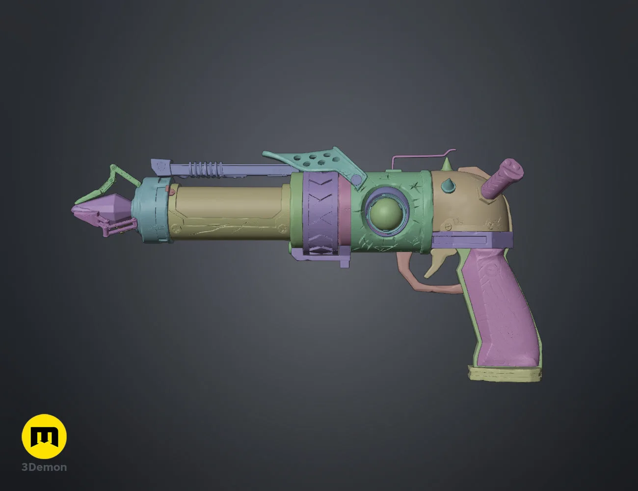 Close-up 3D render of the central energy core section of Jinx's blaster – Jinx Arcane S2 Pistol 3D print | 3Demon